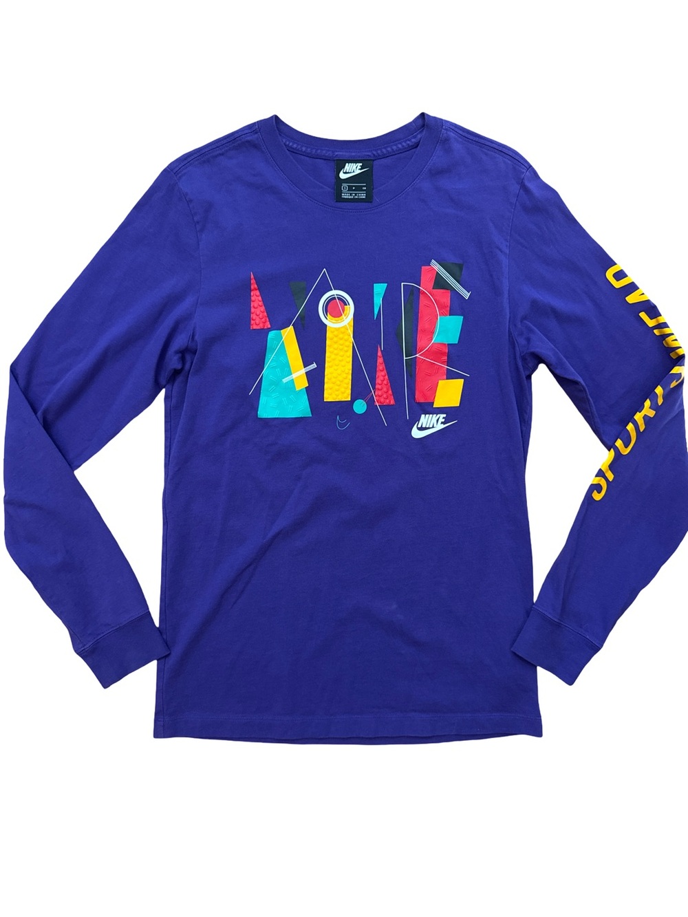 Nike Air Sportswear Purple Men’s Graphic Tee Long Sleeve Size Small Logo